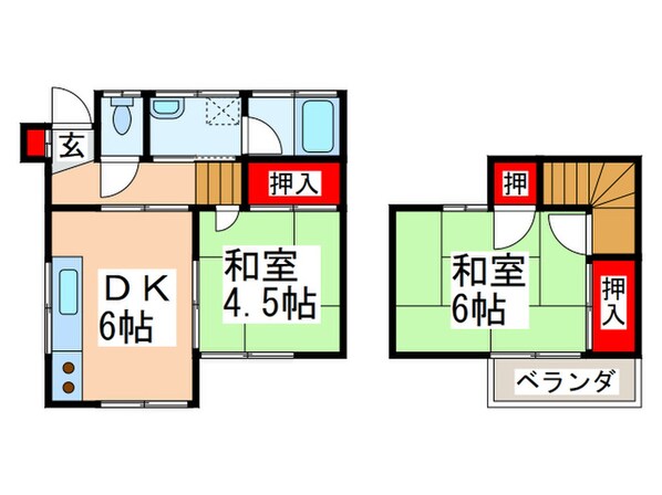 鈴木貸家（ハ・ニ）の物件間取画像